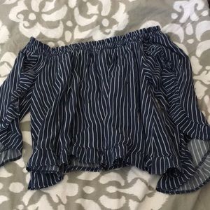 NWOT striped Of the Shoulder Top